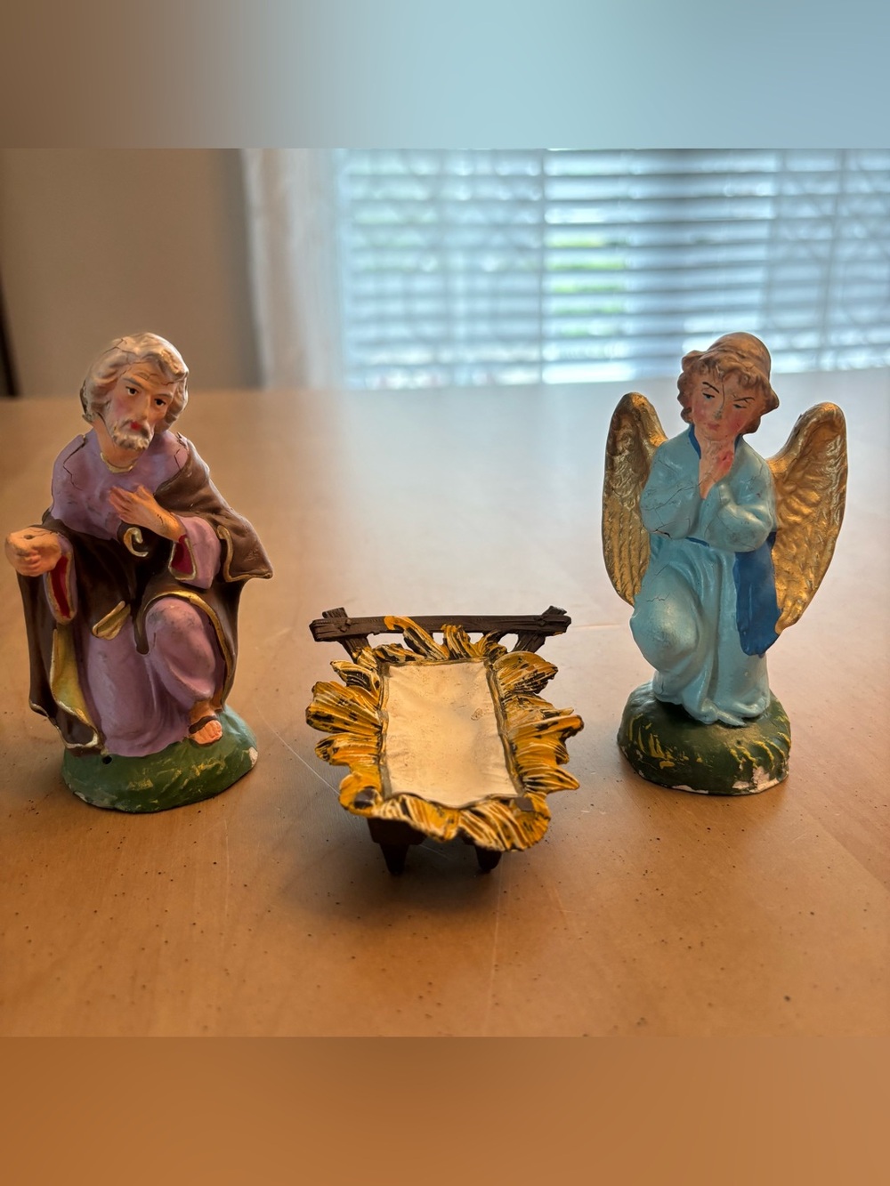 Vintage Nativity Figures. 3 Piece (no infant). See Photos For Details of Flaws